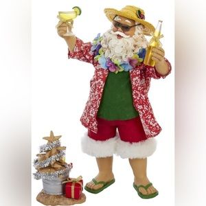 Kurt Adler Fabriche' Beach Santa, 10-Inch, 2-Piece set